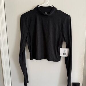 Beyond Yoga Black Long-Sleeve Mock Neck Crop Top
